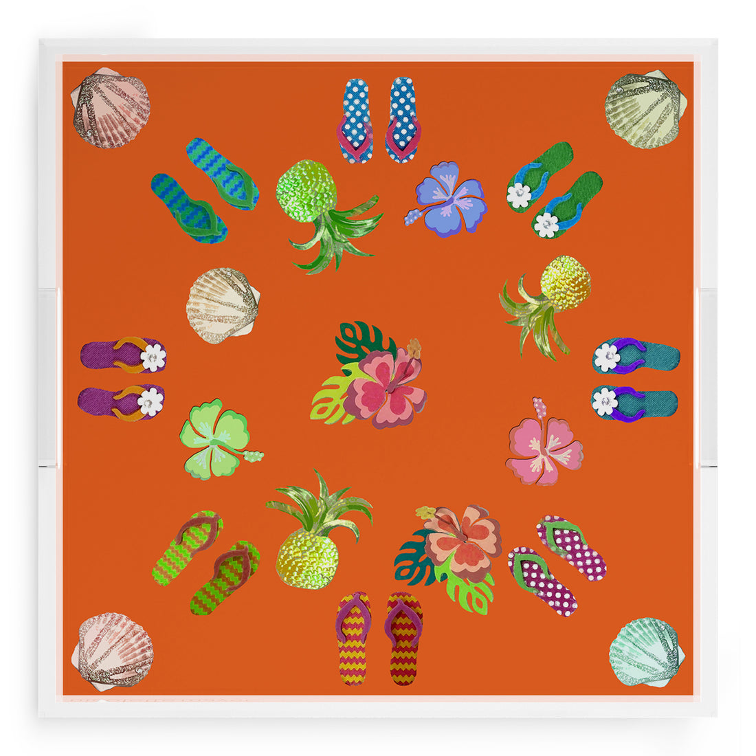 Winter in Florida Orange 18X18 Acrylic Tray - nicolettemayer.com
