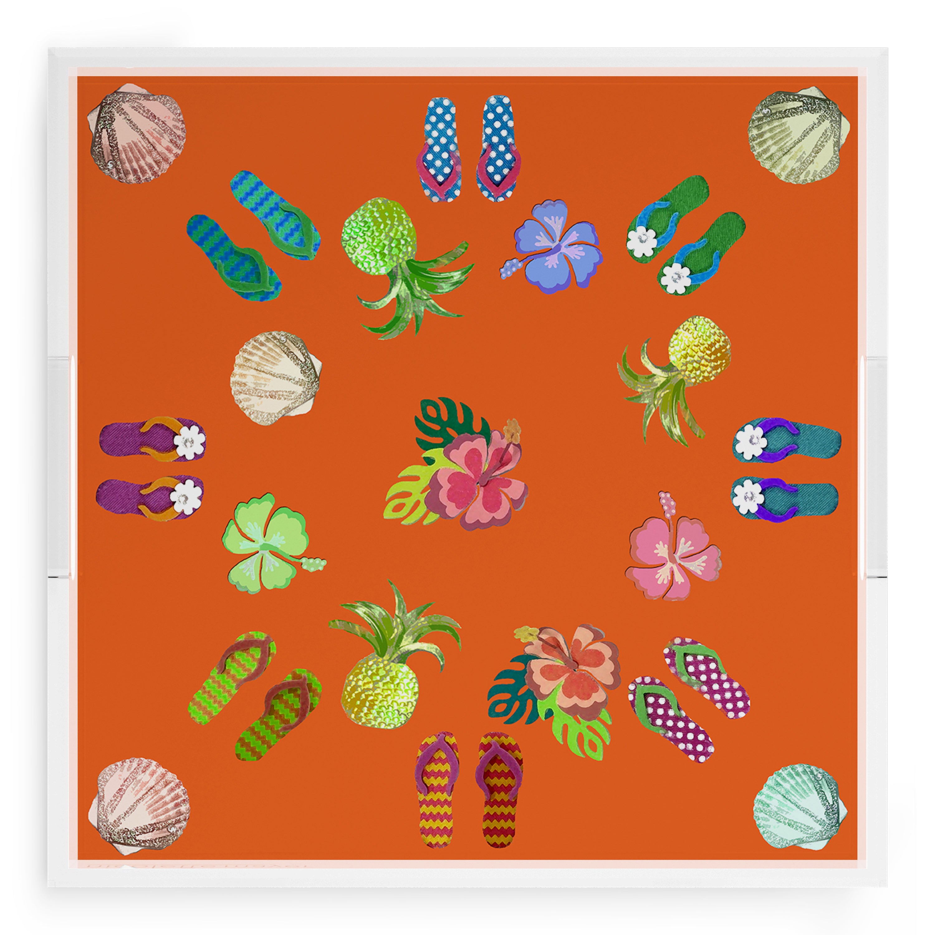 Winter in Florida Orange 18X18 Acrylic Tray - nicolettemayer.com
