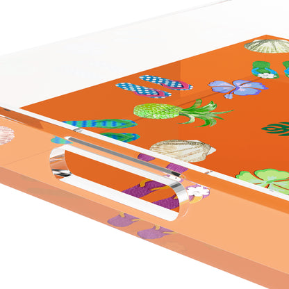 Winter in Florida Orange 18X18 Acrylic Tray - nicolettemayer.com
