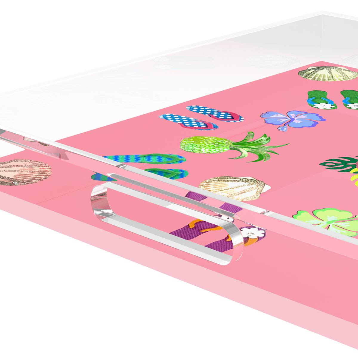 Winter in Florida Pink Acrylic Decorative Tray, 18 x 18 in. by Nicolette Mayer 