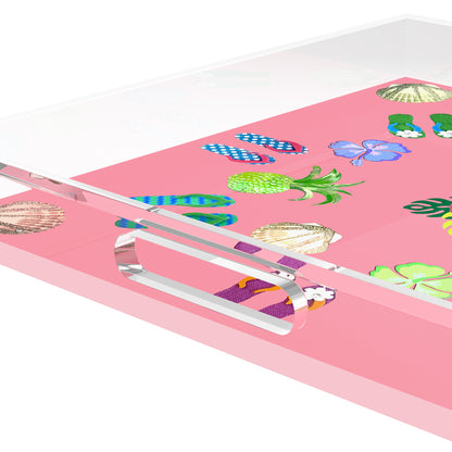Winter in Florida Pink Acrylic Decorative Tray, 18 x 18 in. by Nicolette Mayer 