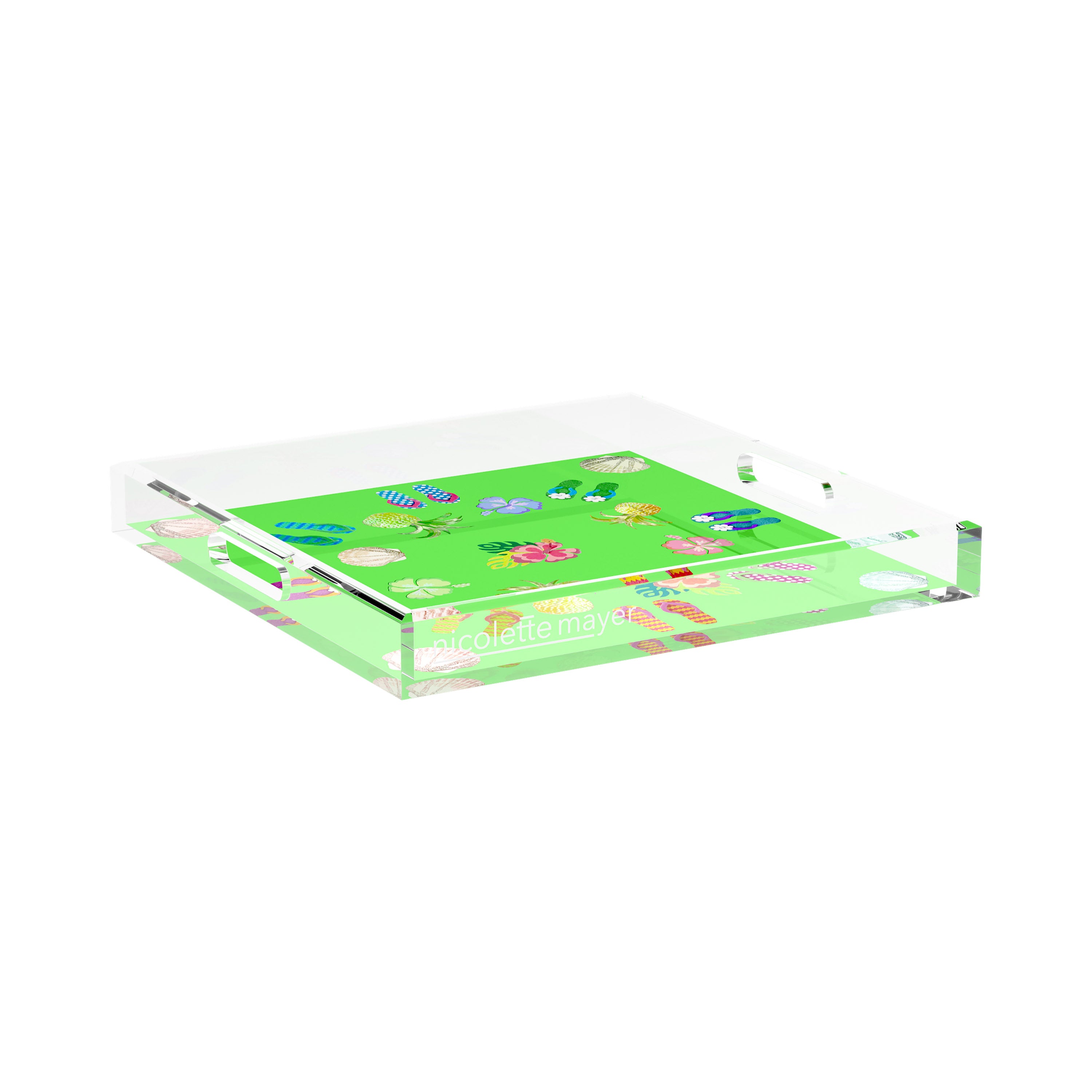 Winter in Florida Bright Green 15X15 Acrylic Tray - nicolettemayer.com
