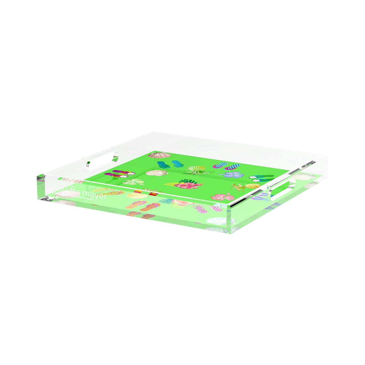 Winter in Florida Bright Green 15X15 Acrylic Tray - nicolettemayer.com
