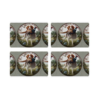 Woodland Hunting Dog Vegan Leather Rectangle Pebble Placemat