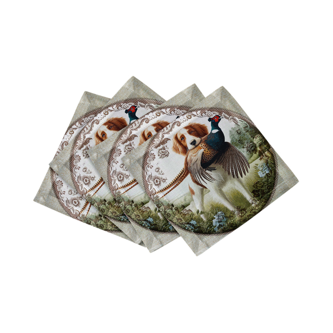 Woodland Hunting Dog Cotton Sateen Cocktail Napkins