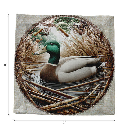 Woodland Mallard Duck Cotton Sateen Cocktail Napkins