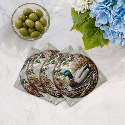 Woodland Mallard Duck Cotton Sateen Cocktail Napkins