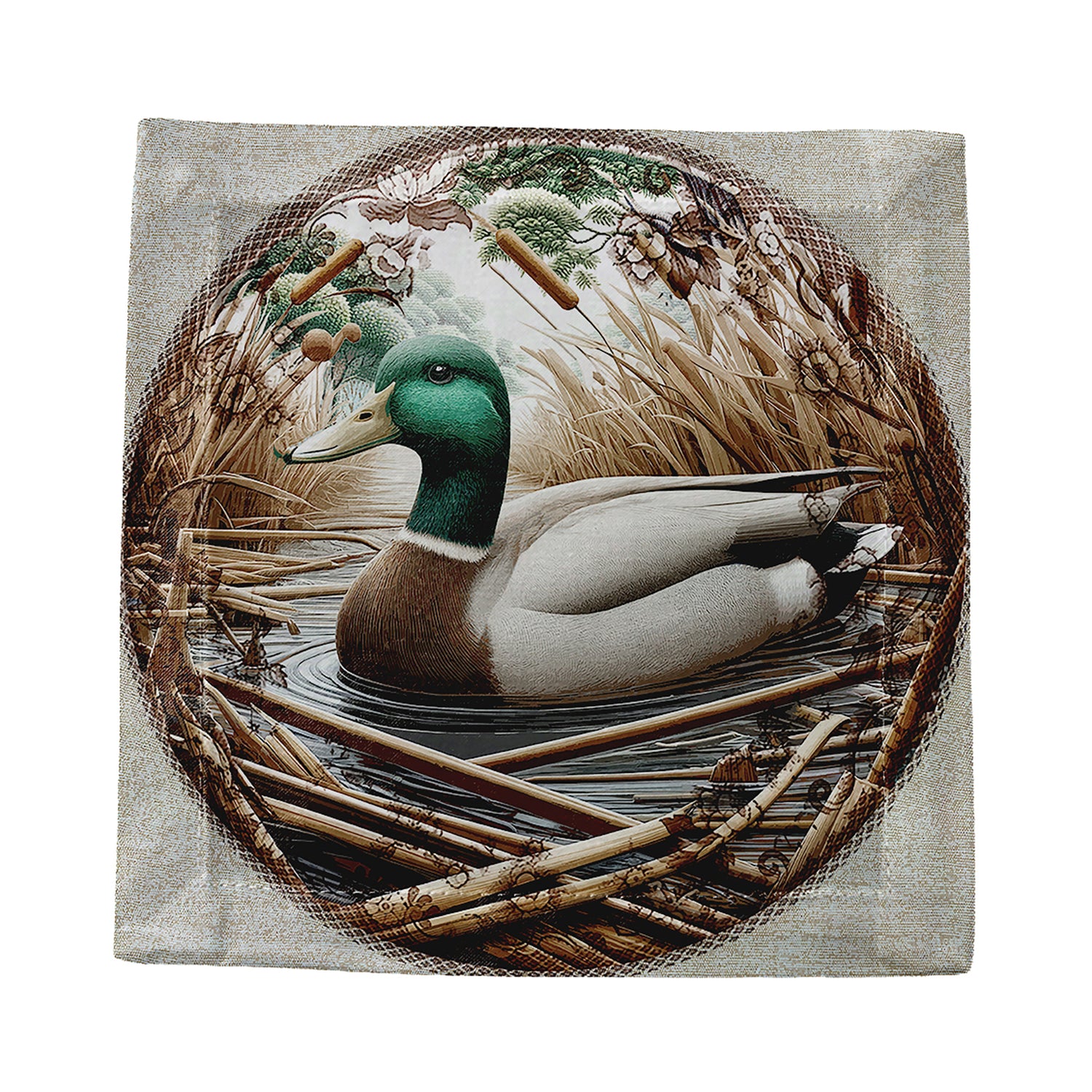 Woodland Mallard Duck Cotton Sateen Cocktail Napkins