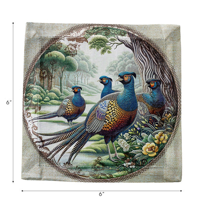 Woodland Pheasant Cotton Sateen Cocktail Napkins