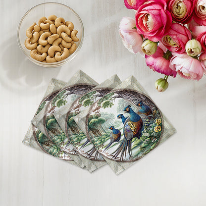 Woodland Pheasant Cotton Sateen Cocktail Napkins