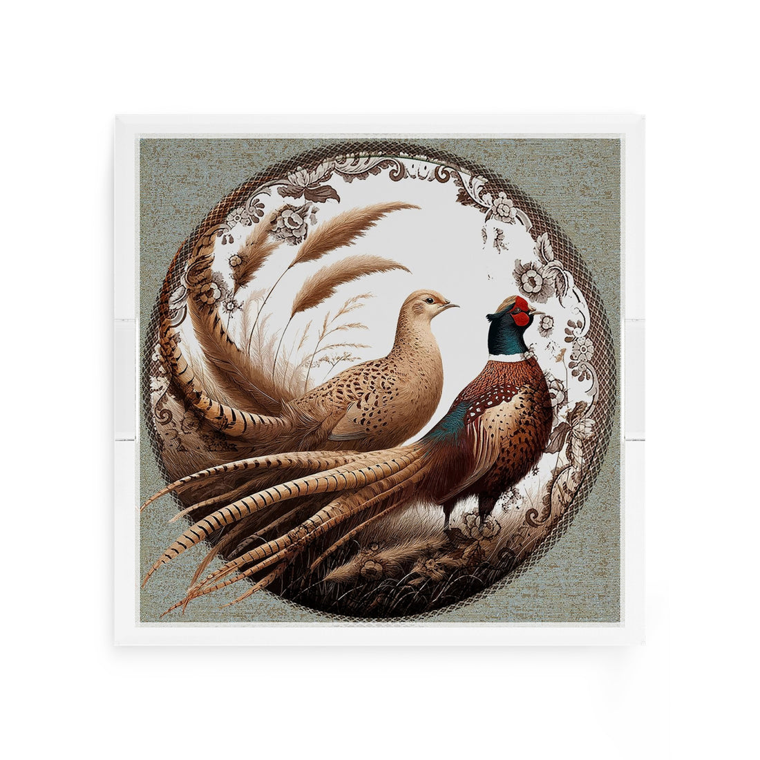 Woodland Pheasant Partners 12X12 Acrylic Tray - nicolettemayer.com