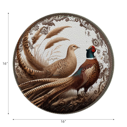 Woodland Pheasant Partners Vegan Leather Round Pebble Placemat