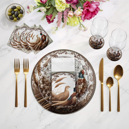 Woodland Pheasant Partners Cotton Sateen Cocktail Napkins