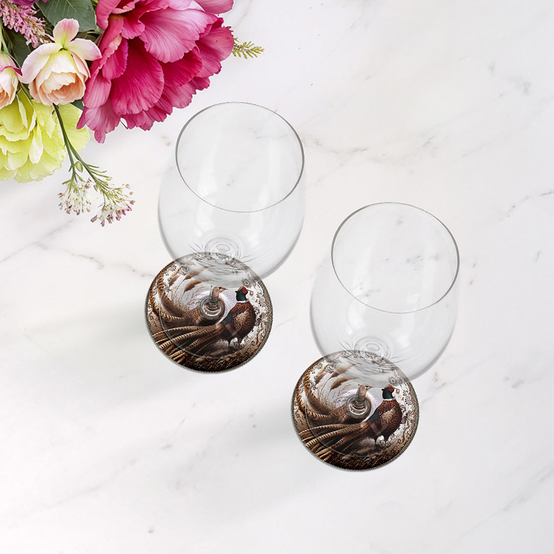 Woodland Pheasant Partners Vegan Leather Round Coasters
