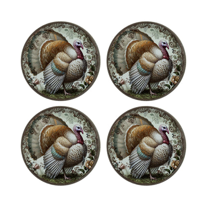 Woodland Turkey Vegan Leather Round Pebble Placemat
