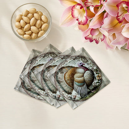 Woodland Turkey Cotton Sateen Cocktail Napkins
