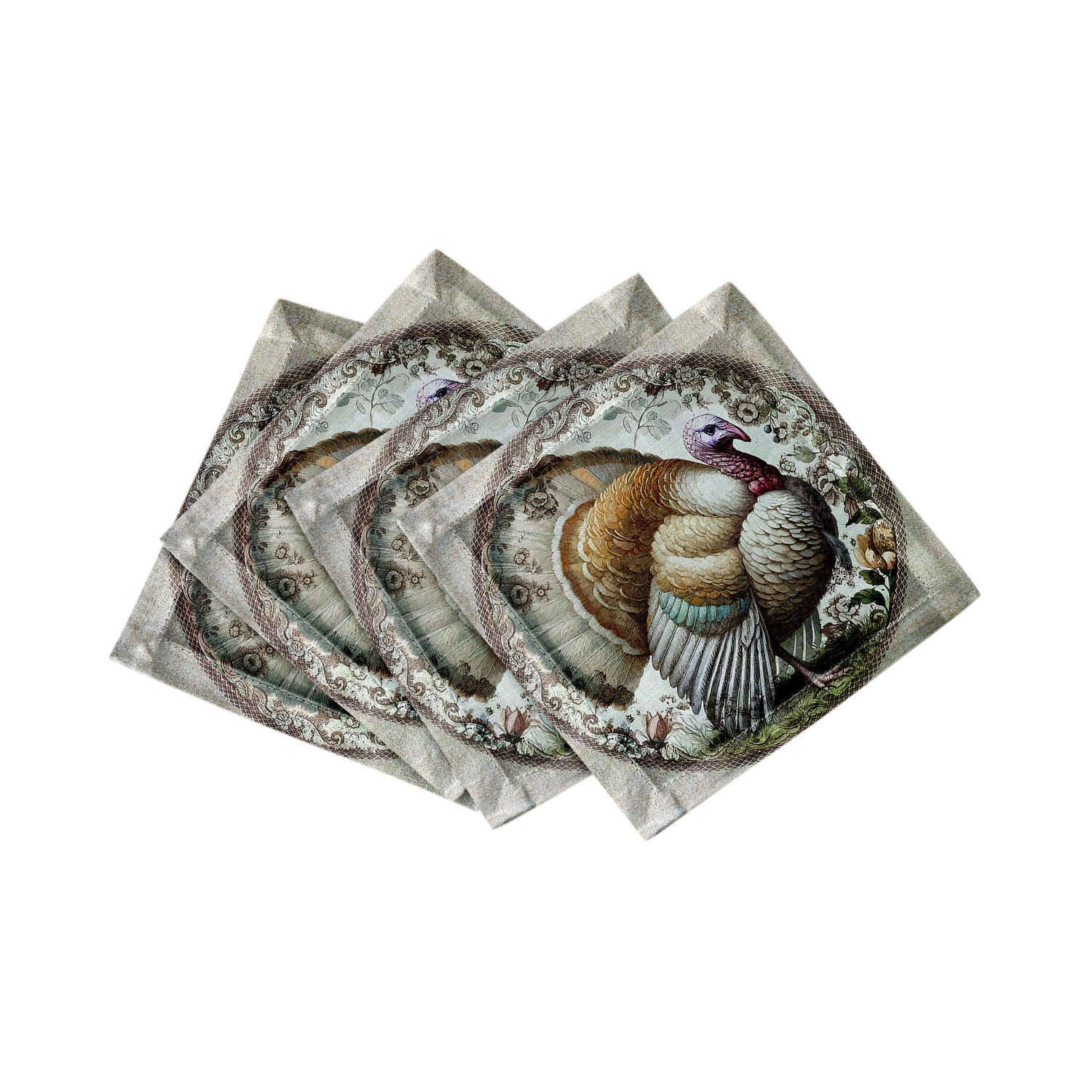 Woodland Turkey Cotton Sateen Cocktail Napkins