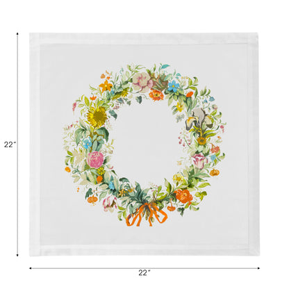 Wreath Flowers Gold Cotton Sateen Dinner Napkins