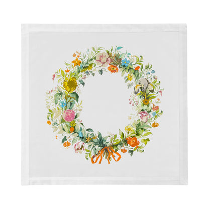 Wreath Flowers Gold Cotton Sateen Dinner Napkins