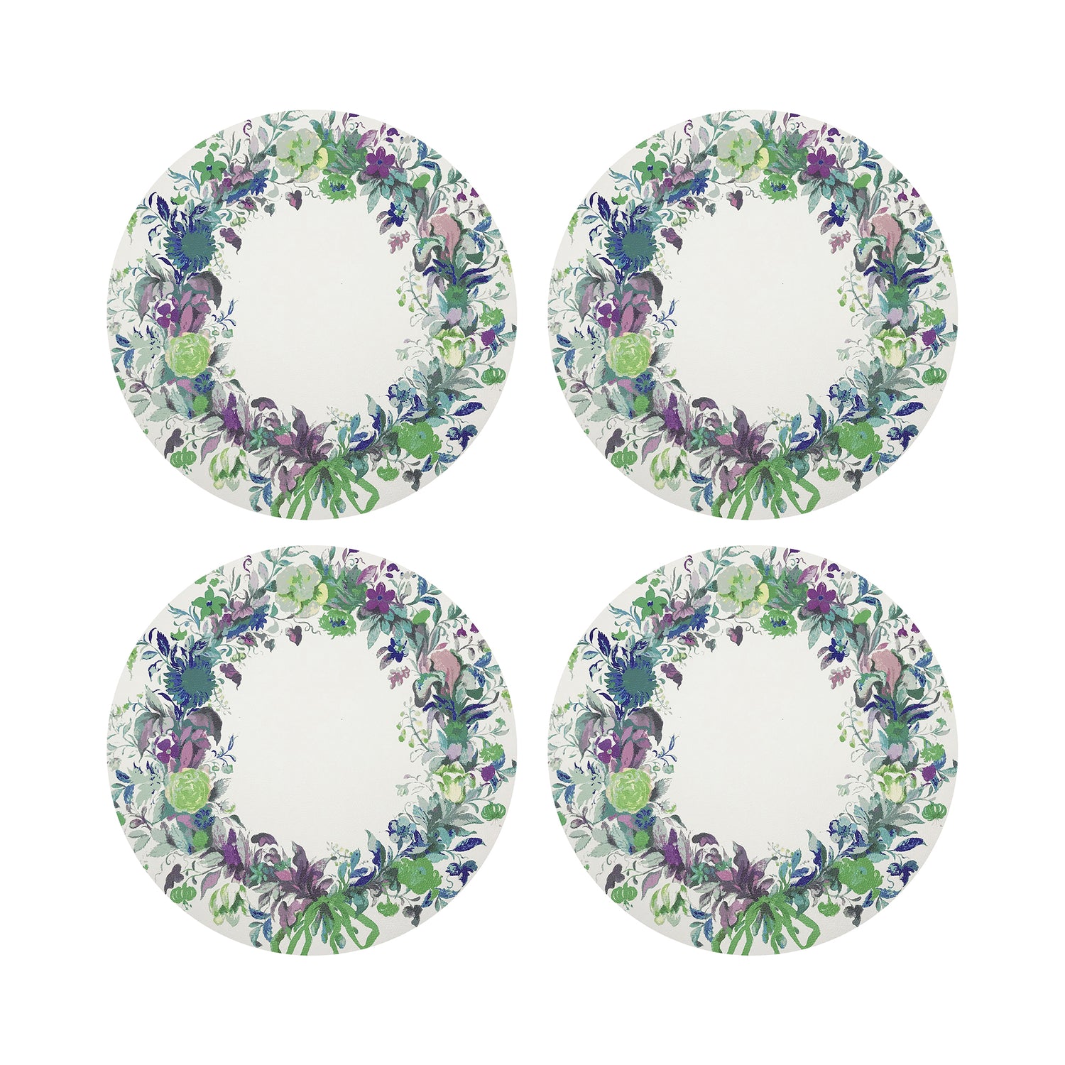 WREATH FLOWERS BLUE 16&quot; Round Pebble Placemats, Set of 4 - nicolettemayer.com
