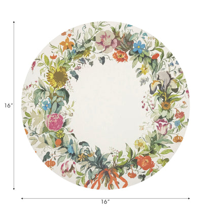 SET DE TABLE RONDS À GALETS, COURONNE DE FLEURS, OR, 16, LOT DE 4