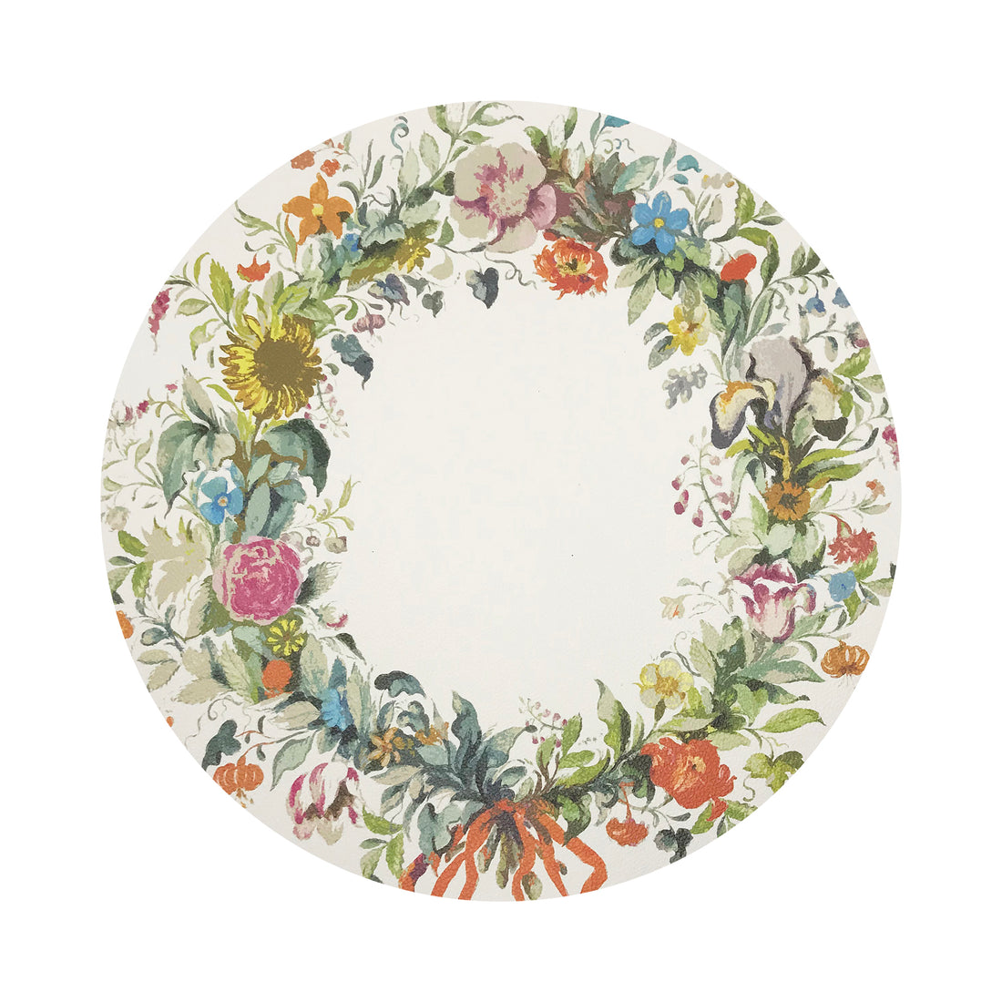 WREATH FLOWERS GOLD 16&quot; ROUND PEBBLE PLACEMAT, SET OF 4 - nicolettemayer.com