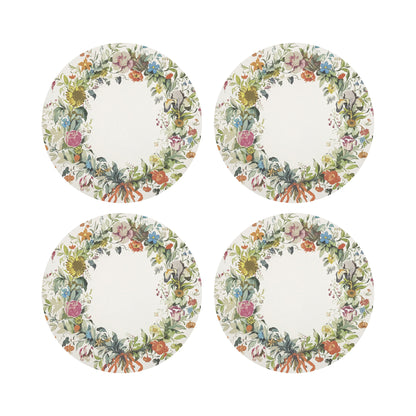 Wreath Flowers Gold Vegan Leather Round Pebble Placemat