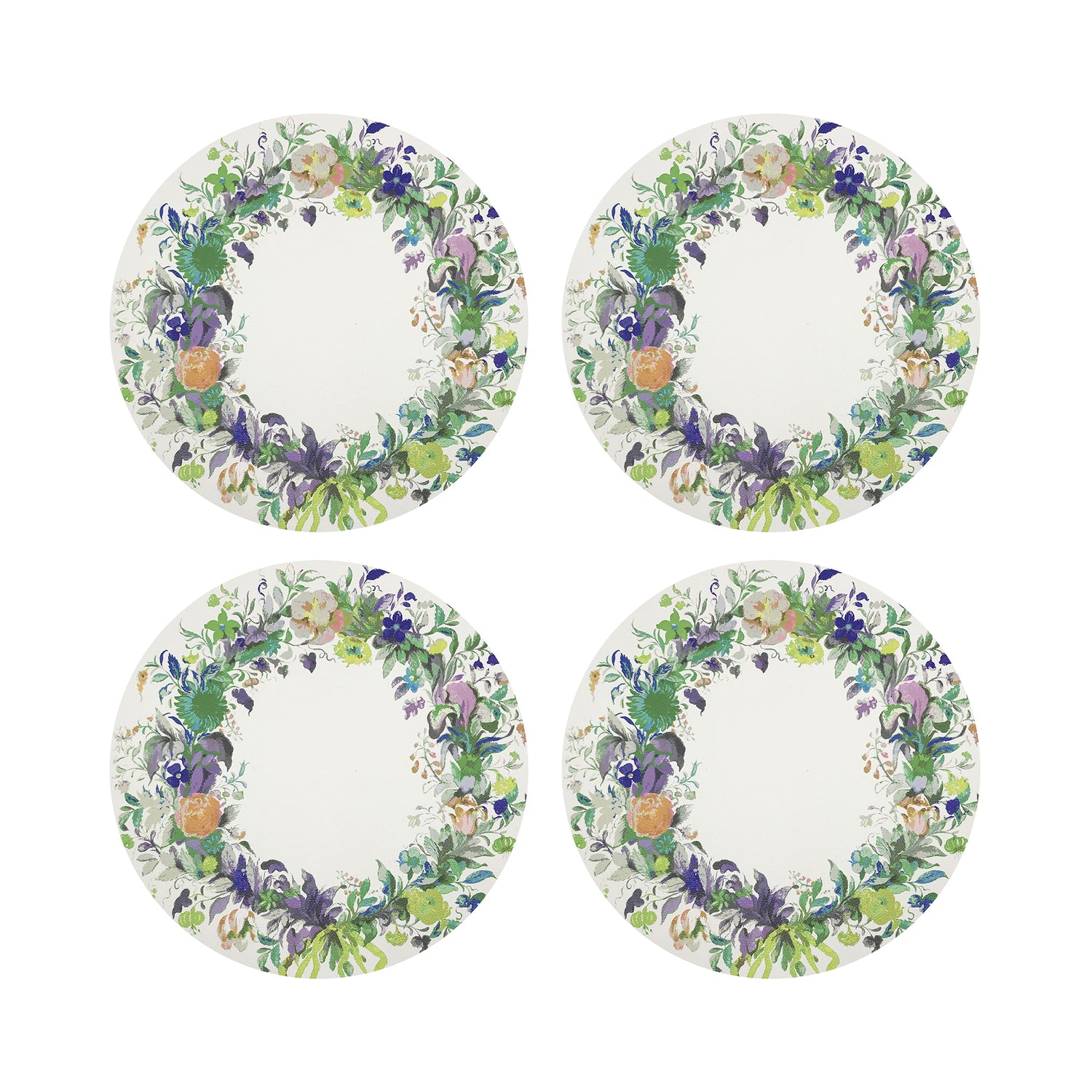 WREATH FLOWERS GREEN 16&quot; Round Pebble Placemats, Set of 4 - nicolettemayer.com
