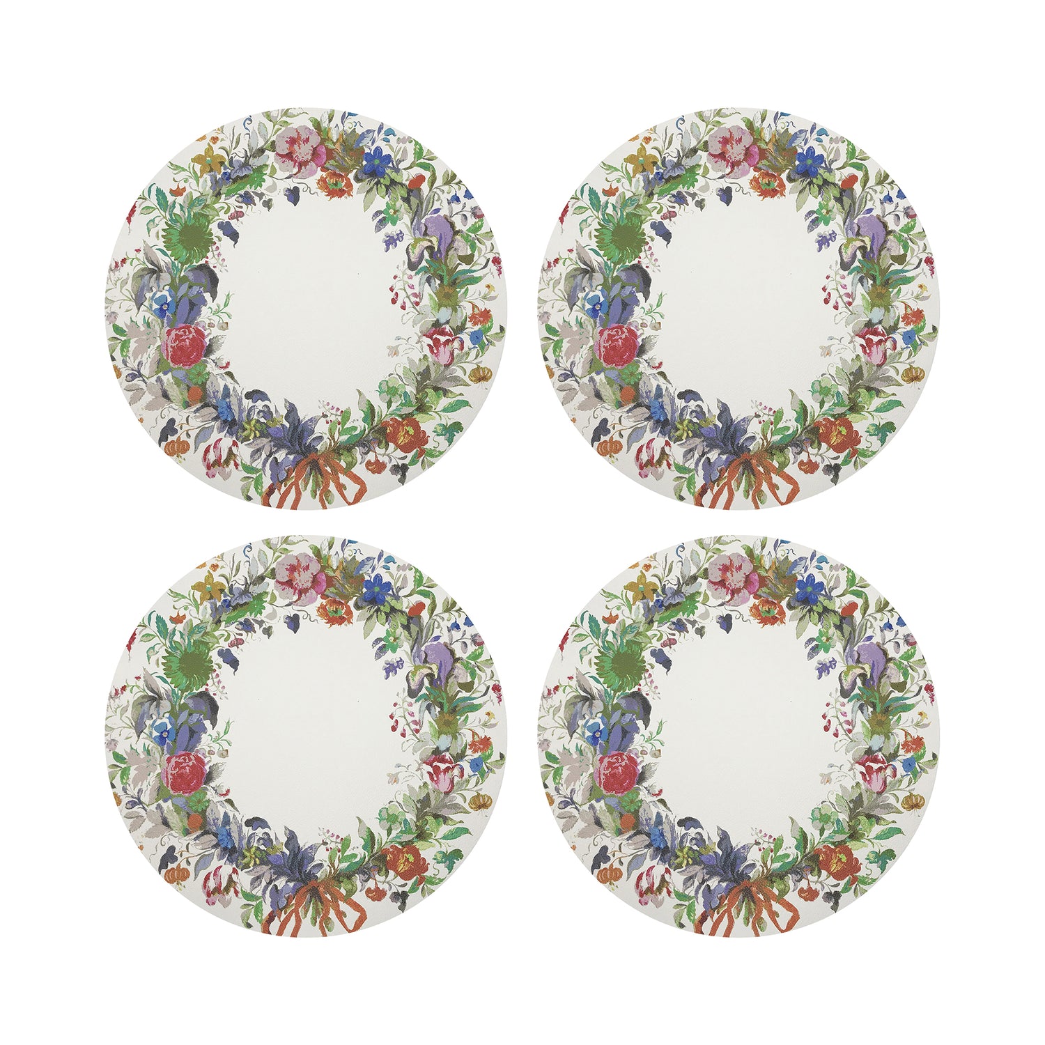 WREATH FLOWERS ORANGE 16&quot; Round Pebble Placemats, Set of 4 - nicolettemayer.com
