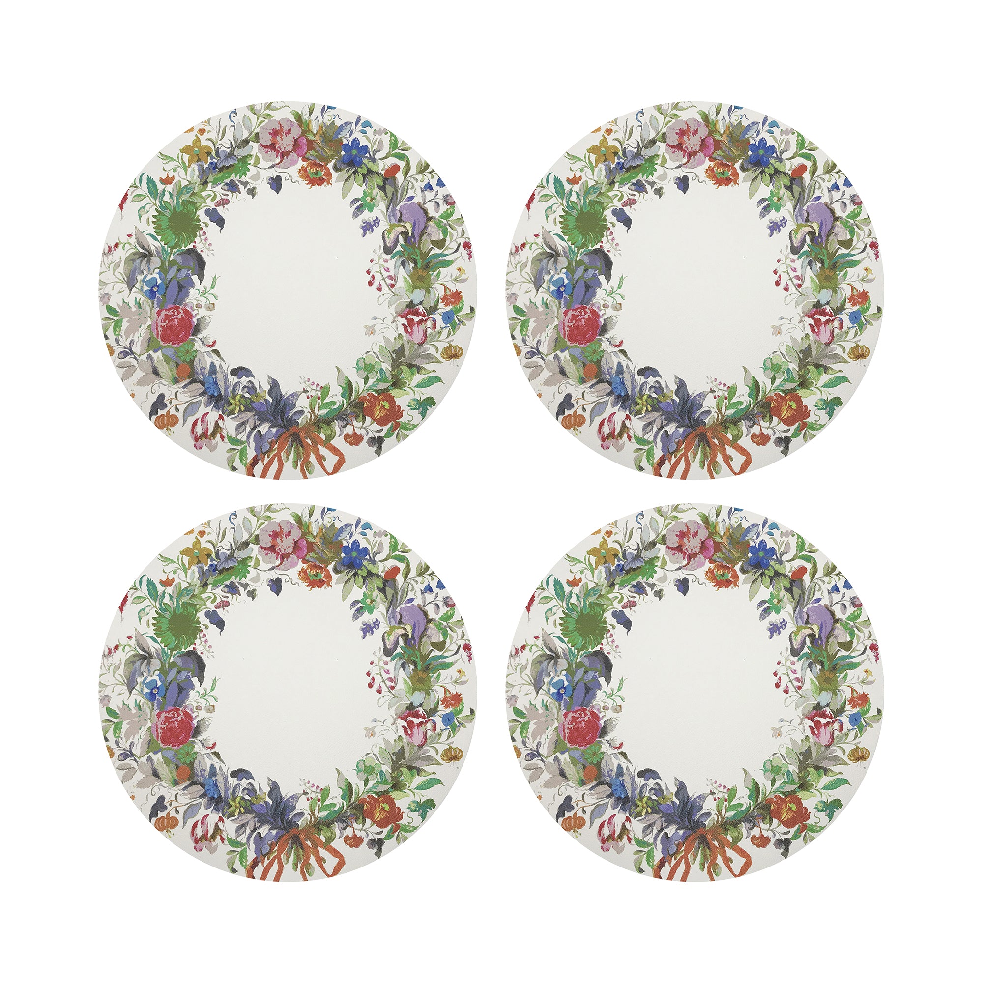 WREATH FLOWERS ORANGE 16&quot; Round Pebble Placemats, Set of 4 - nicolettemayer.com
