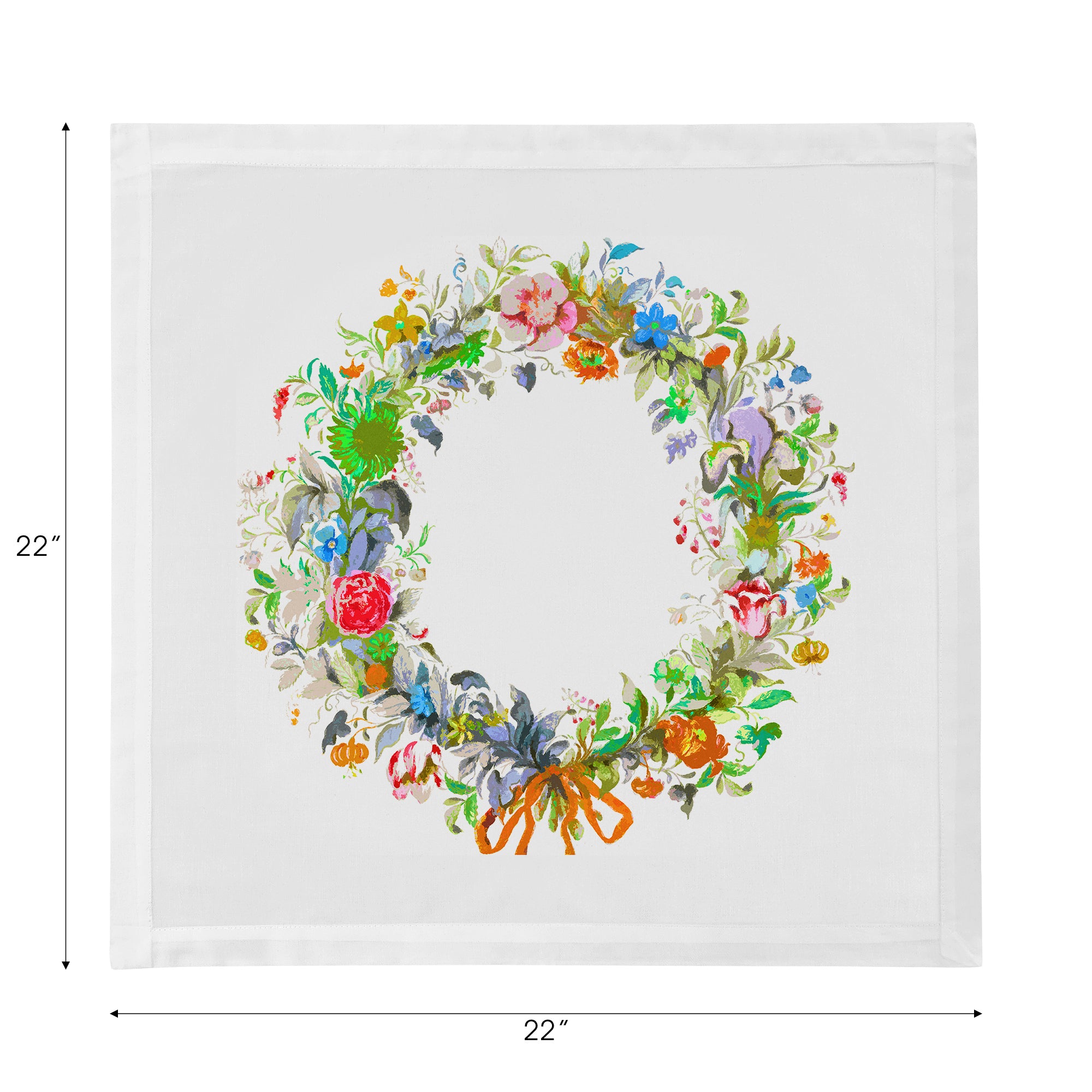 Wreath Flowers Orange Cotton Sateen Dinner Napkins - nicolettemayer.com