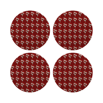 Xmas Ornament Red Round Beaded Placemat Smooth