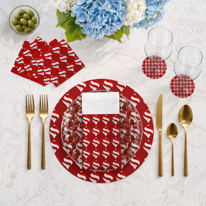 Lot de 4 sets de table ronds en galets rouges de 40 cm, décoration de Noël