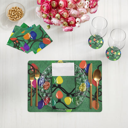 SET DE TABLE RECTANGLE GALETS VERT 17,5 XMAS TANGLE, LOT DE 4