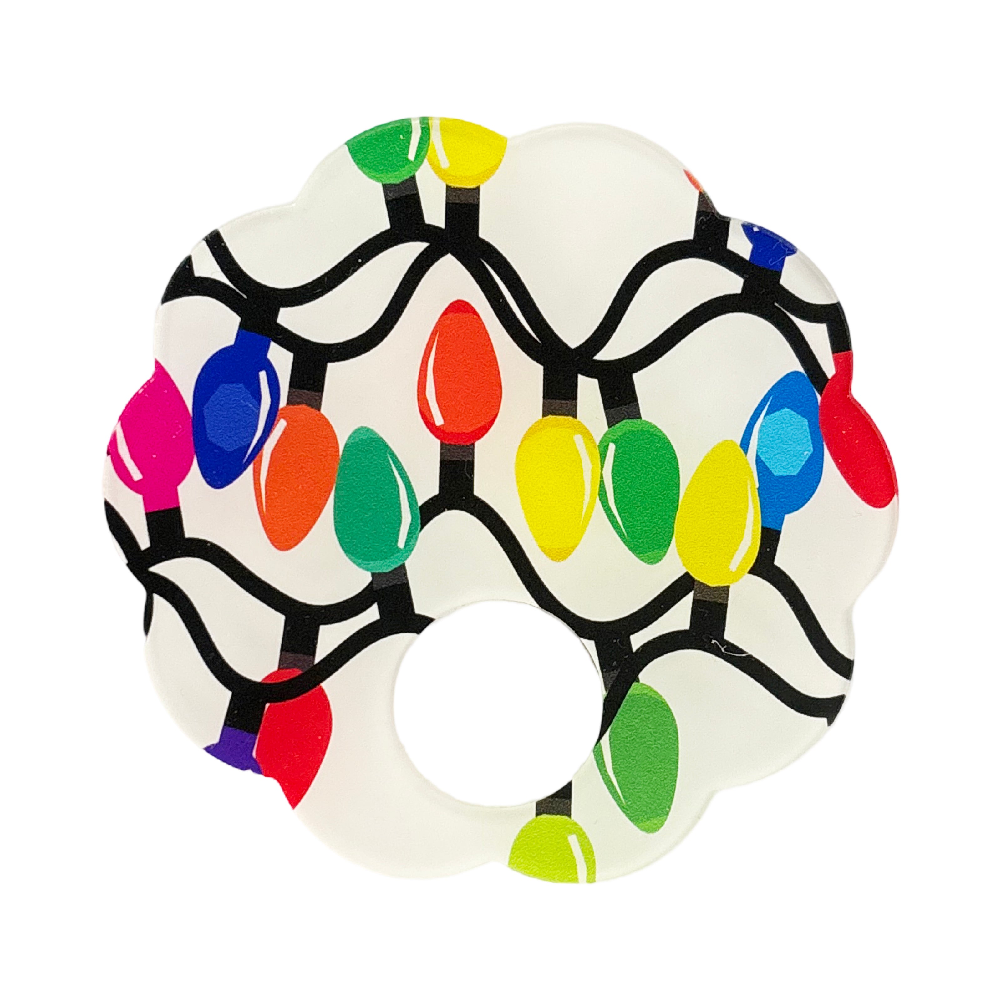 Xmas Tangle Primaries Acrylic Scallop Napkin Ring - Set of 4
