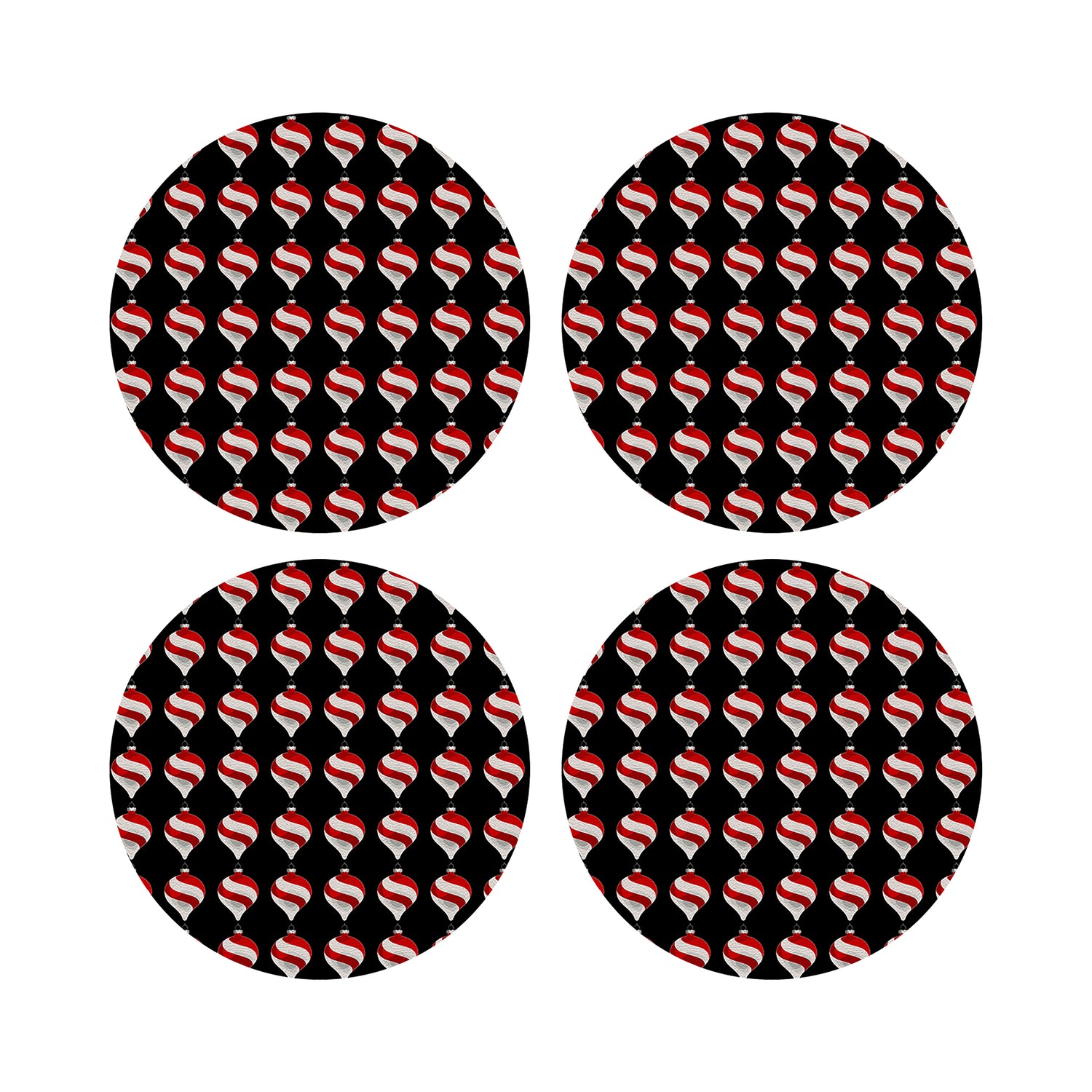 Xmas Ornament Black 16&quot; Round Pebble Placemats, Set of 4 - nicolettemayer.com

