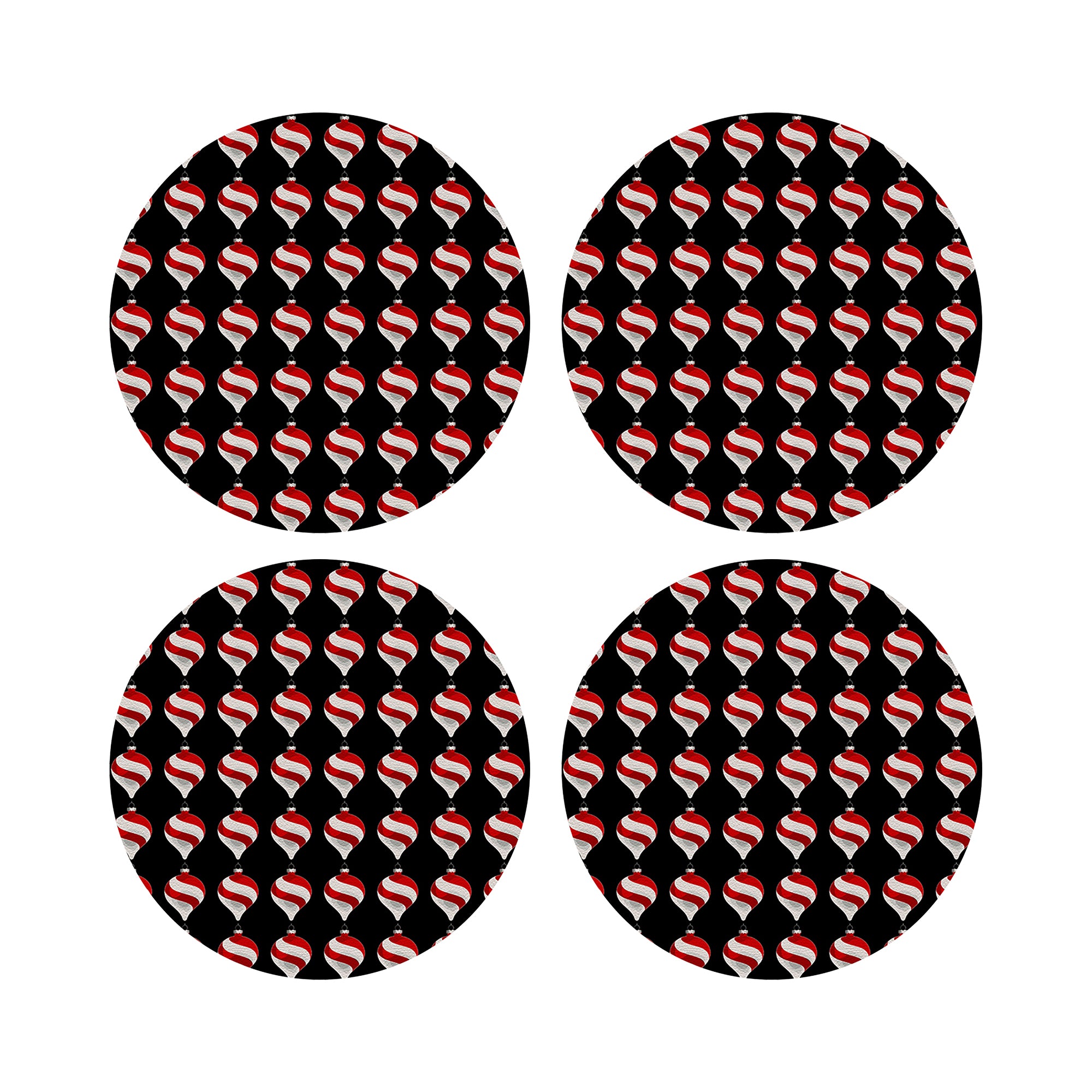 Xmas Ornament Black 16&quot; Round Pebble Placemats, Set of 4 - nicolettemayer.com
