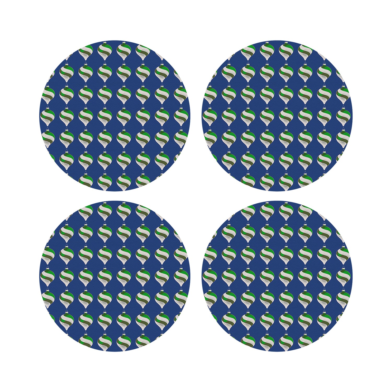 Xmas Ornament Blue 16&quot; Round Pebble Placemats, Set of 4 - nicolettemayer.com
