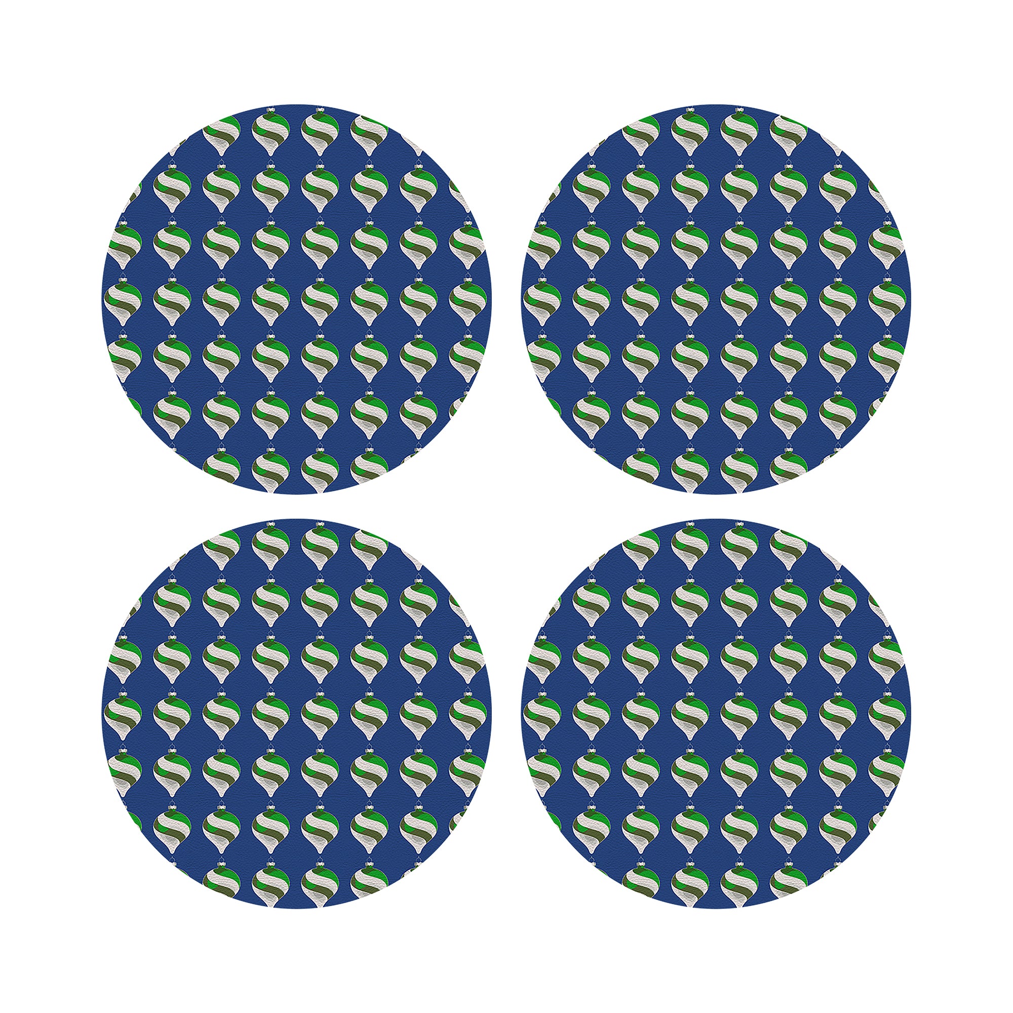 Xmas Ornament Blue 16&quot; Round Pebble Placemats, Set of 4 - nicolettemayer.com

