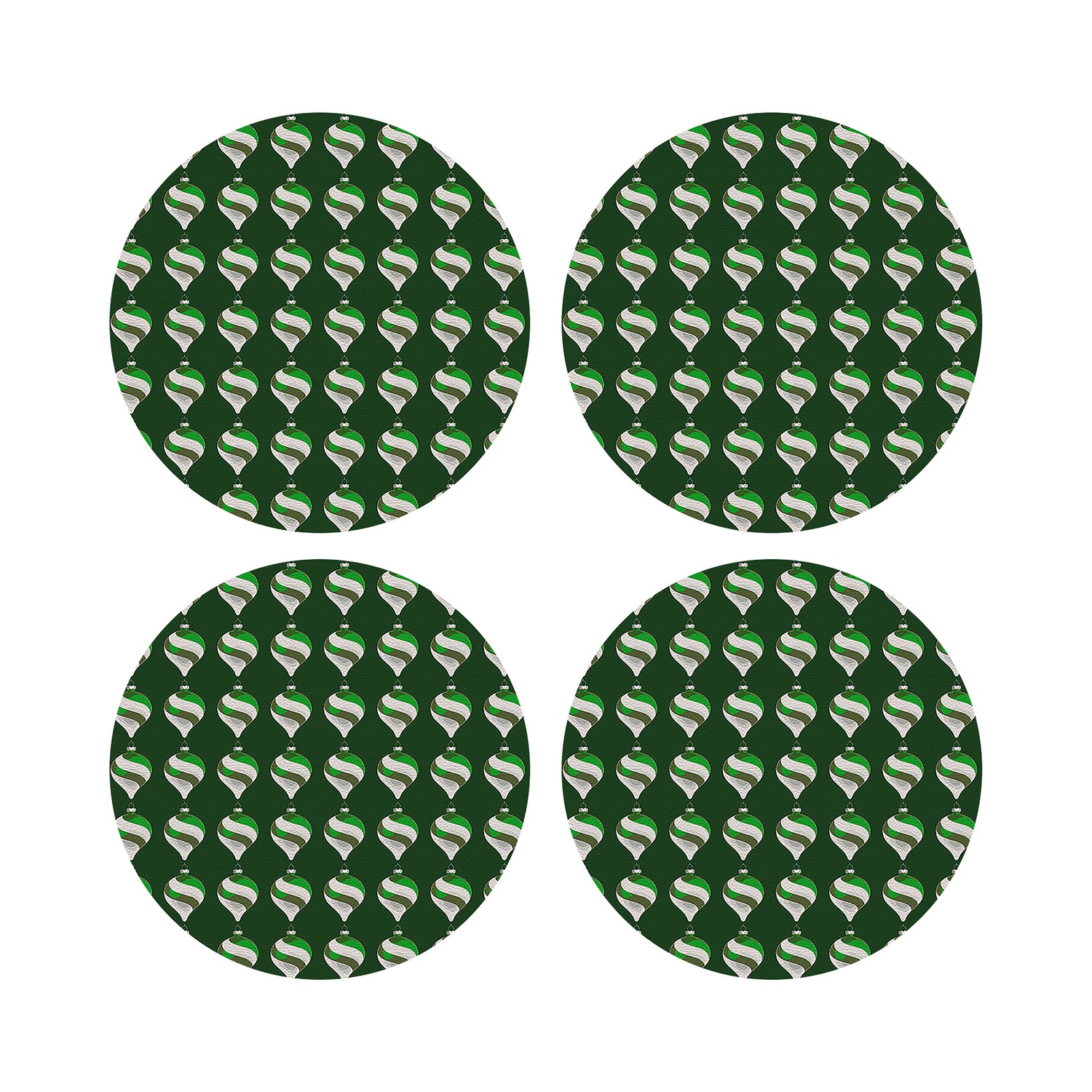 Xmas Ornament Green 16&quot; Round Pebble Placemats, Set of 4 - nicolettemayer.com
