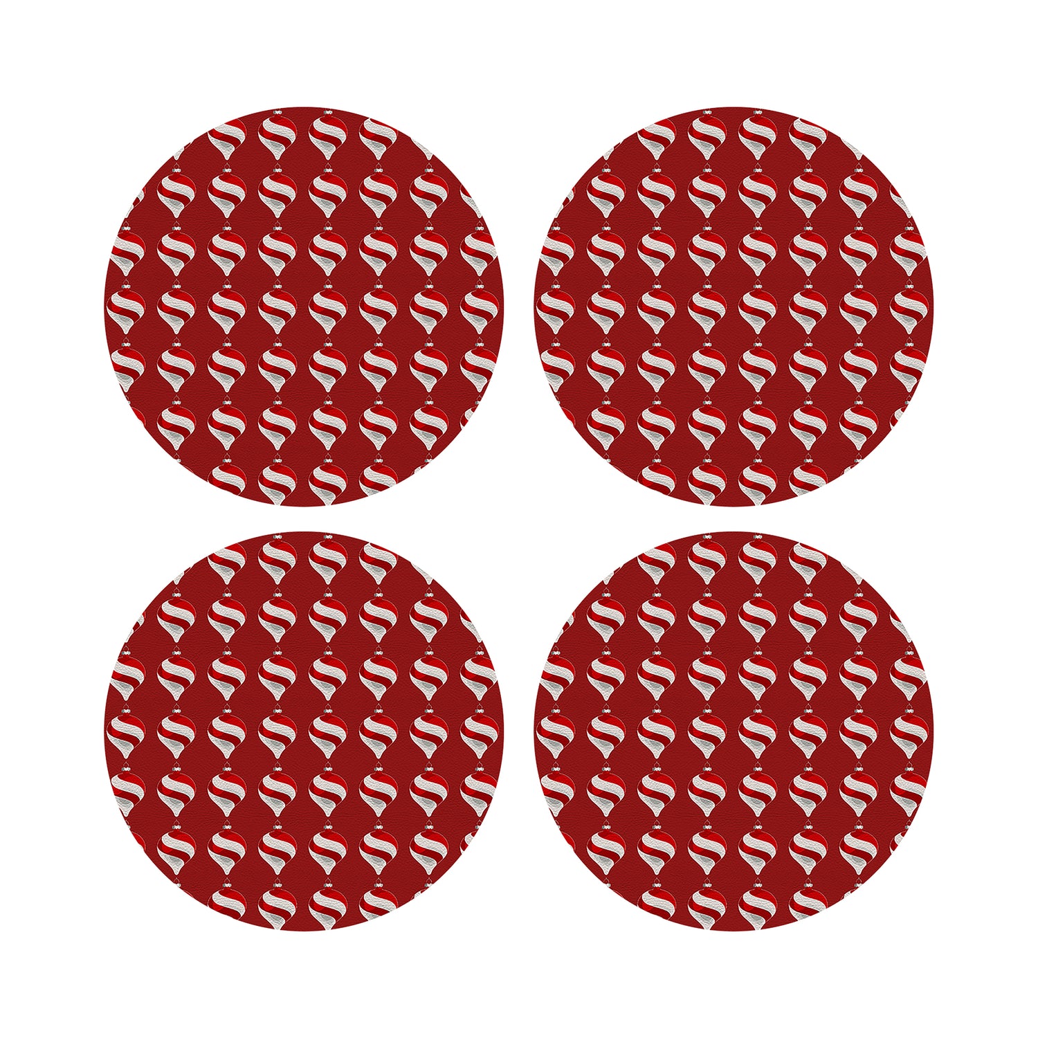 Xmas Ornament Red 16&quot; Round Pebble Placemats, Set of 4 - nicolettemayer.com
