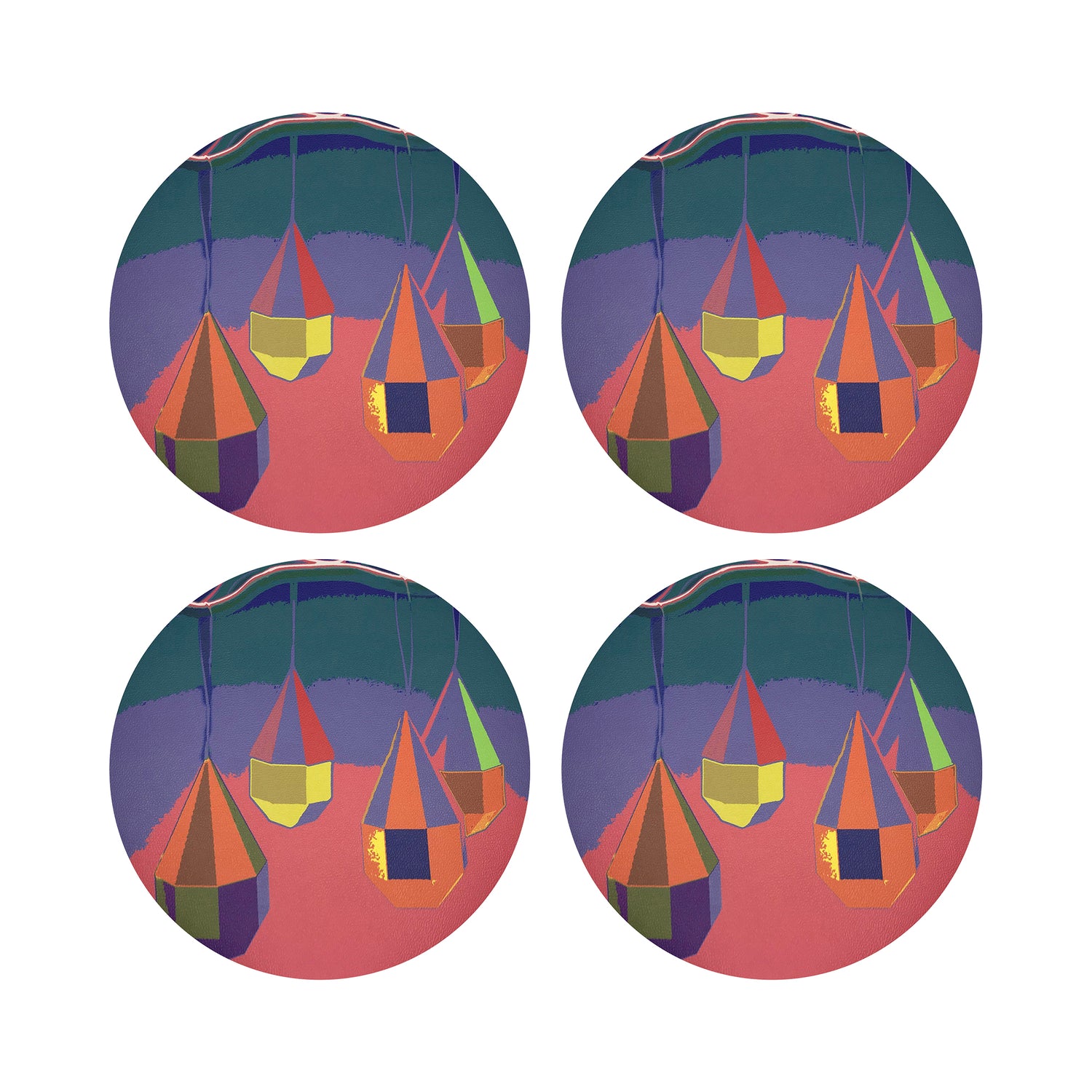 Xmas Ornaments Coral Teal 16&quot; Round Pebble Placemats, Set of 4 - nicolettemayer.com
