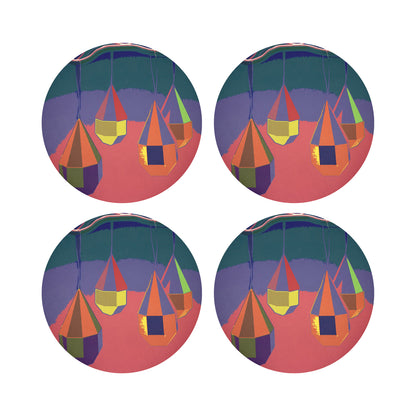 Xmas Ornaments Coral Teal 16&quot; Round Pebble Placemats, Set of 4 - nicolettemayer.com
