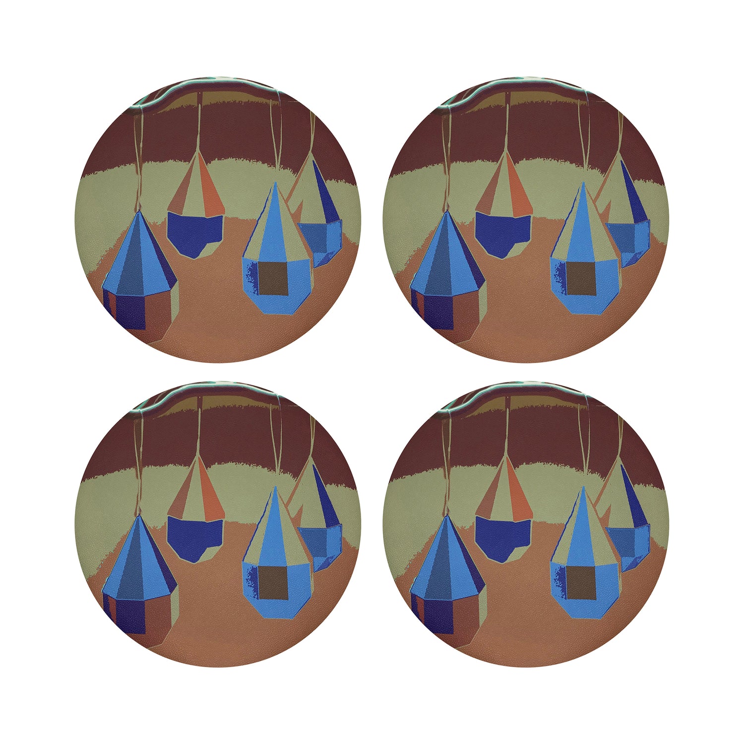 XMAS ORNAMENTS MUSTARD RED 16&quot; Round Pebble Placemats, Set of 4 - nicolettemayer.com
