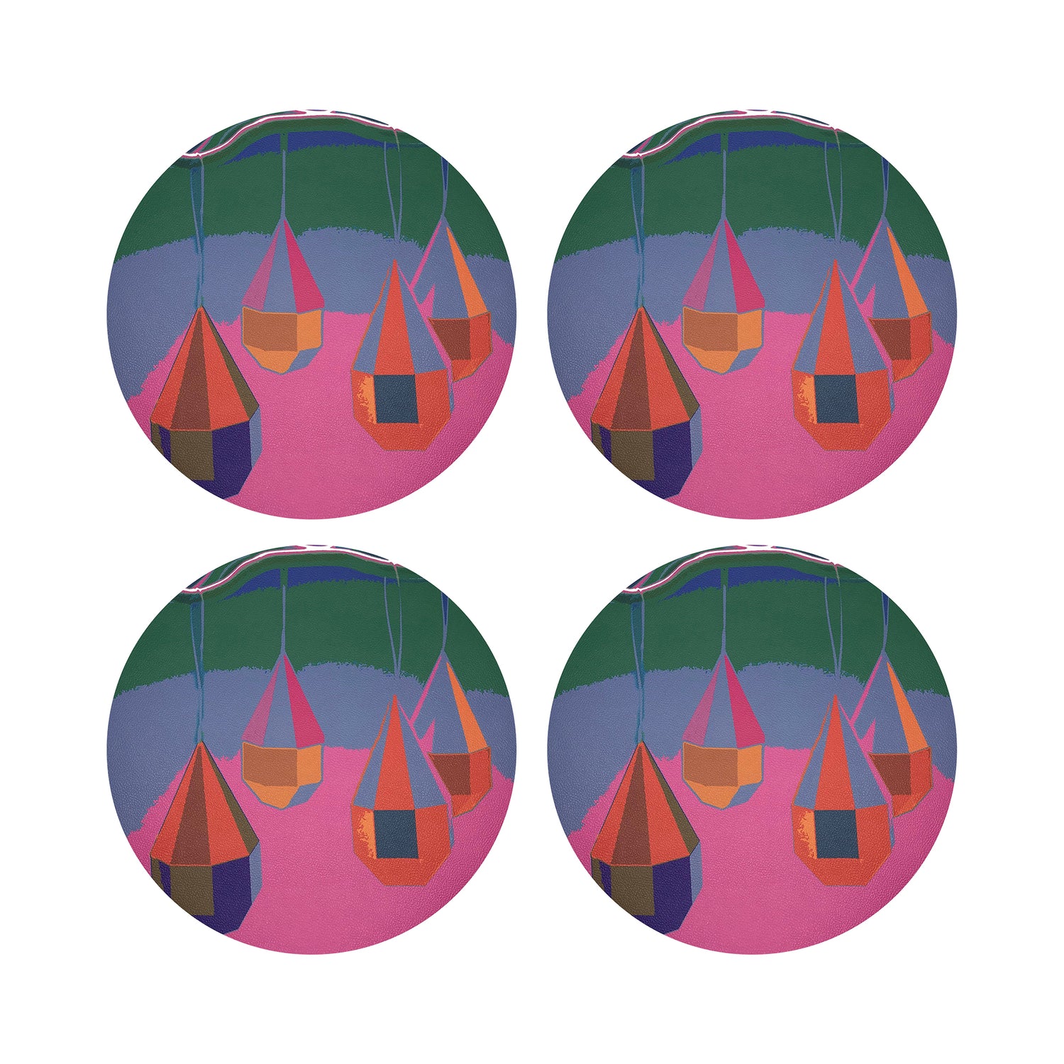 XMAS ORNAMENTS PINK NEON 16&quot; Round Pebble Placemats, Set of 4 - nicolettemayer.com
