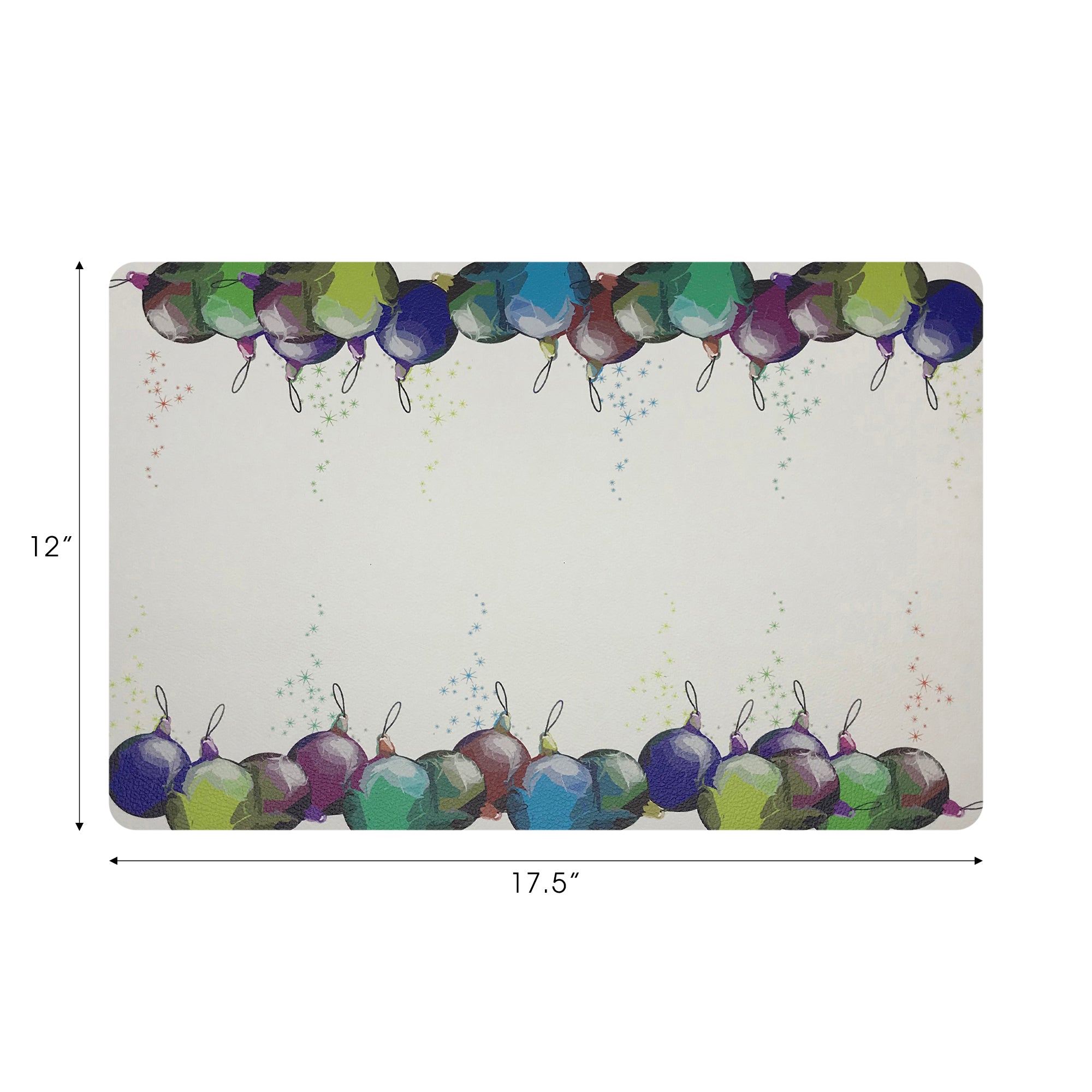 SET DE TABLE RECTANGULAIRE GALETS BLANC ORNEMENTS DE NOËL, LOT DE 4