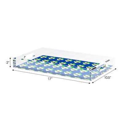 Xmas Ornaments Blue 17X10.5 Acrylic Tray - nicolettemayer.com
