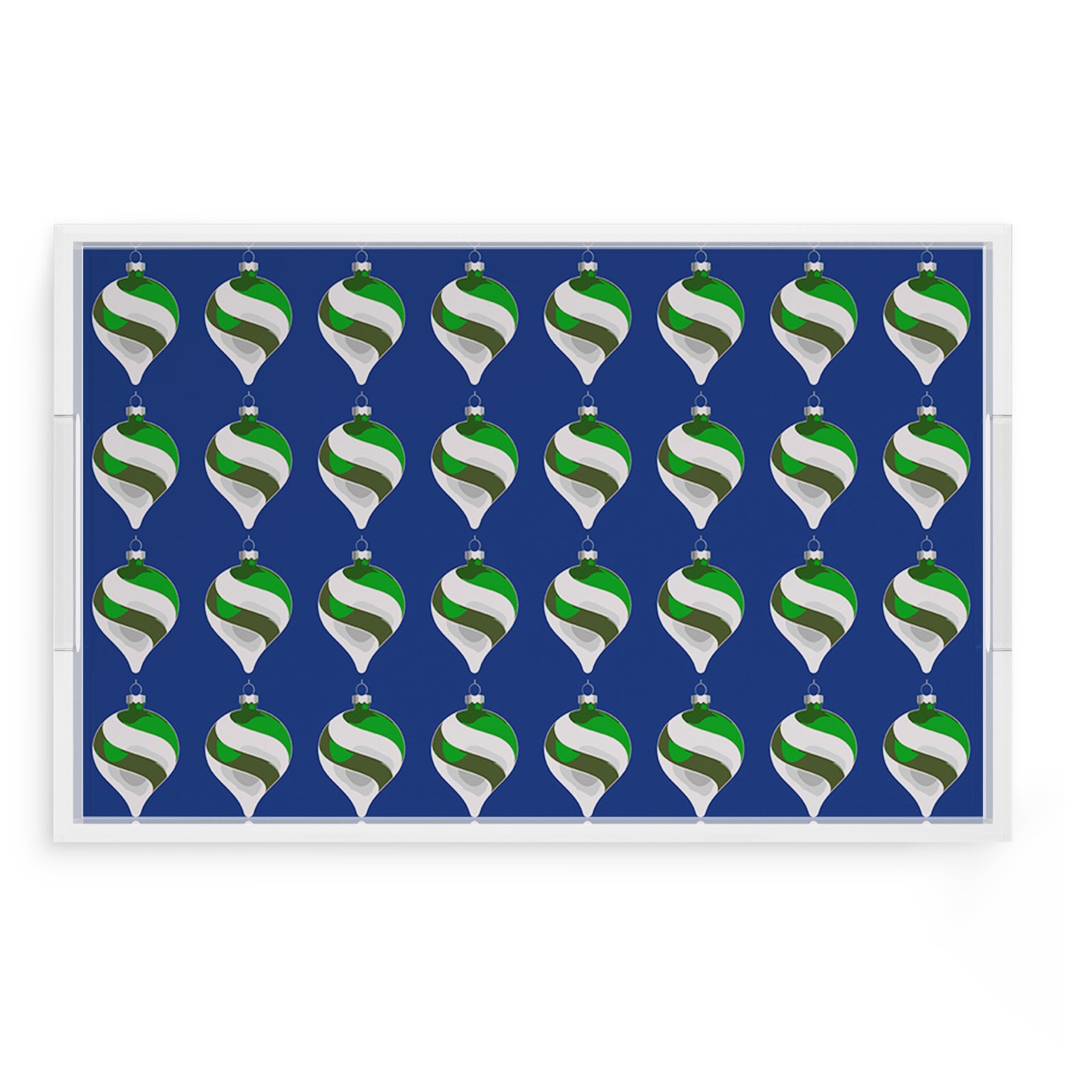 Xmas Ornaments Blue 22.5X14.5 Acrylic Tray - nicolettemayer.com
