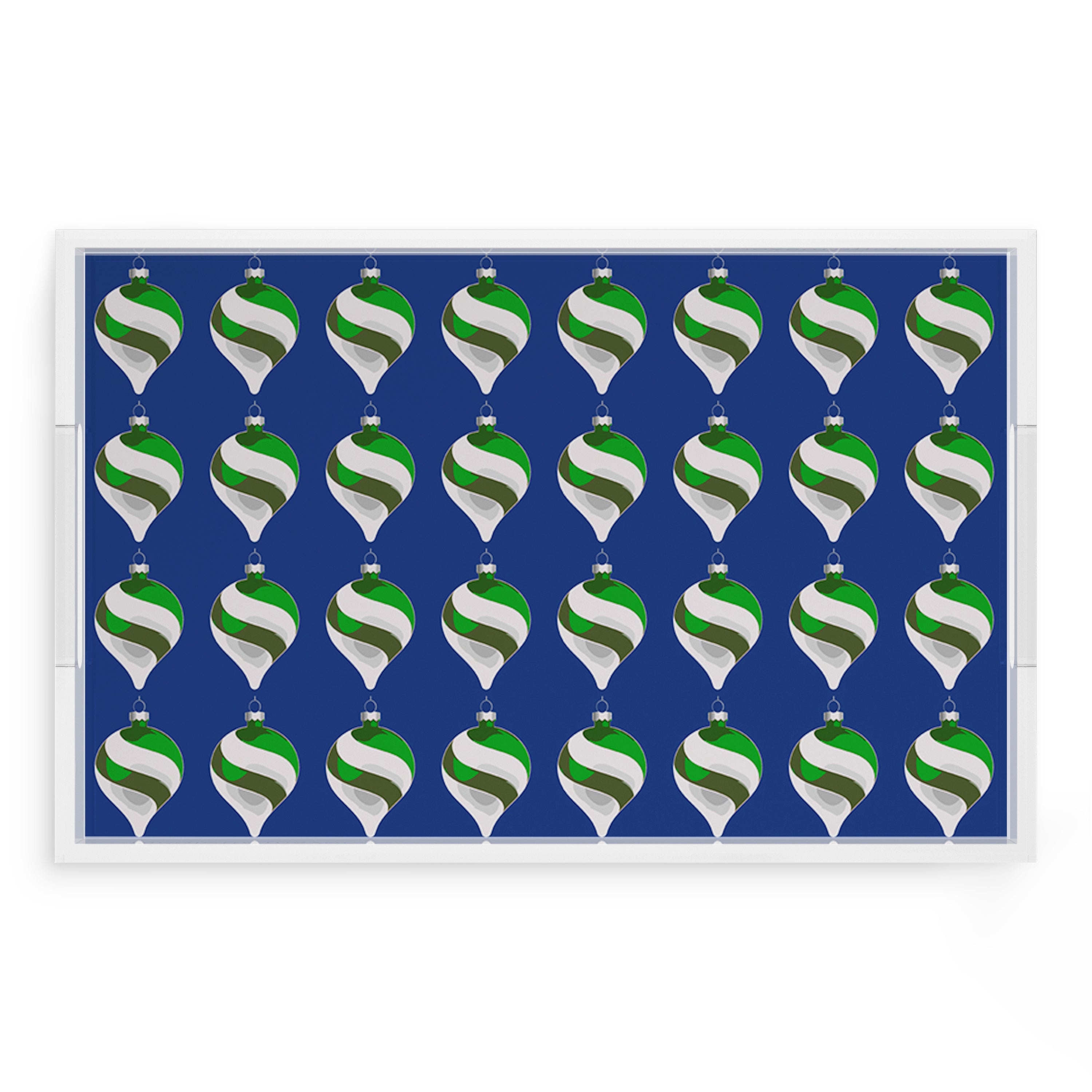Xmas Ornaments Blue 22.5X14.5 Acrylic Tray - nicolettemayer.com
