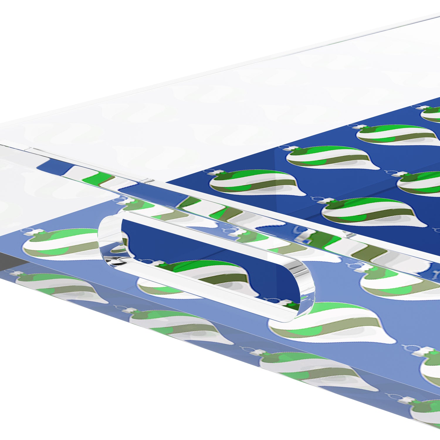 Xmas Ornaments Blue 22.5X14.5 Acrylic Tray - nicolettemayer.com
